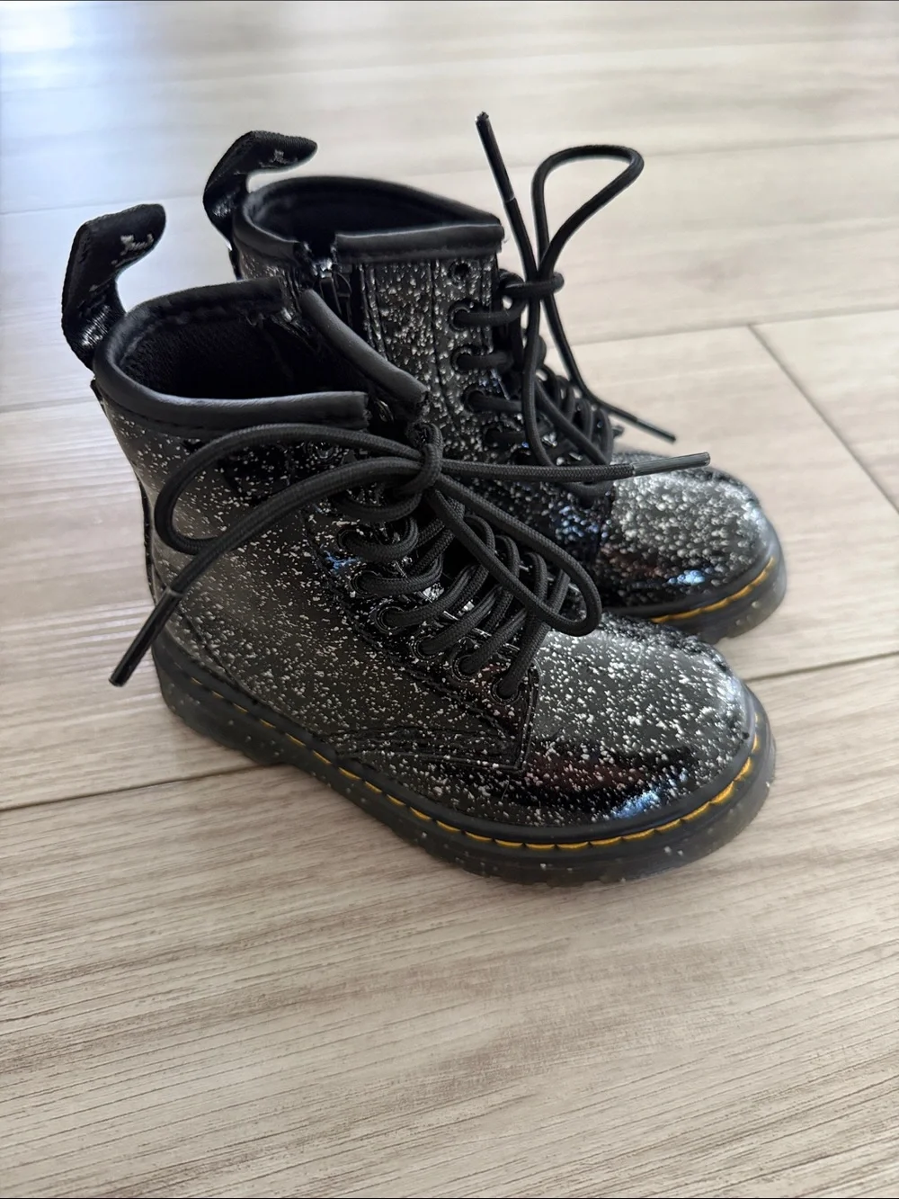 Dr. Marten Toddler 1460 Glitter Lace Up Black Boots size 7